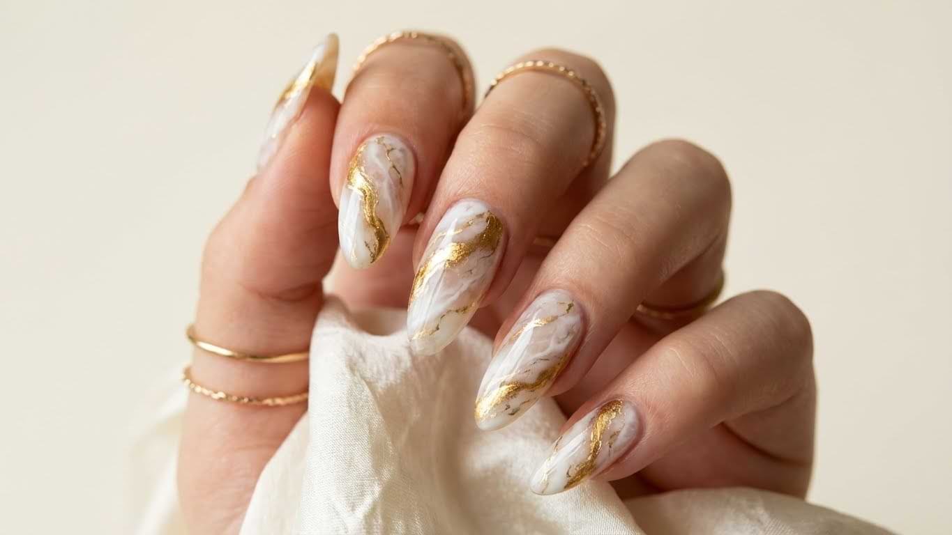 Marble Almond Nails