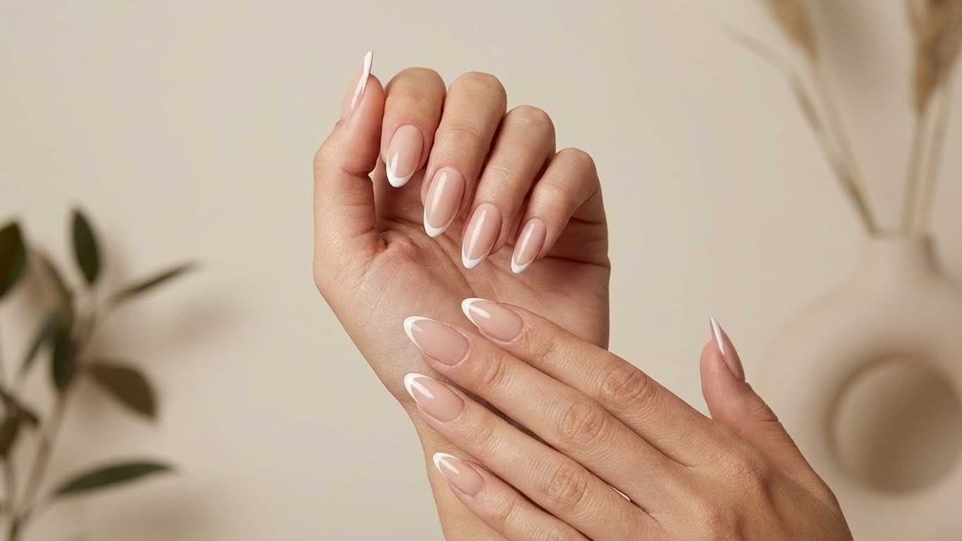 Minimal French Almond Nails